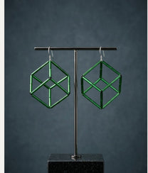 GEOMETRIA VETRO CUBO 3 Emerald Earrings