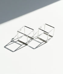 GEOMETRIA VETRO CUBO 3 Transparent Earrings