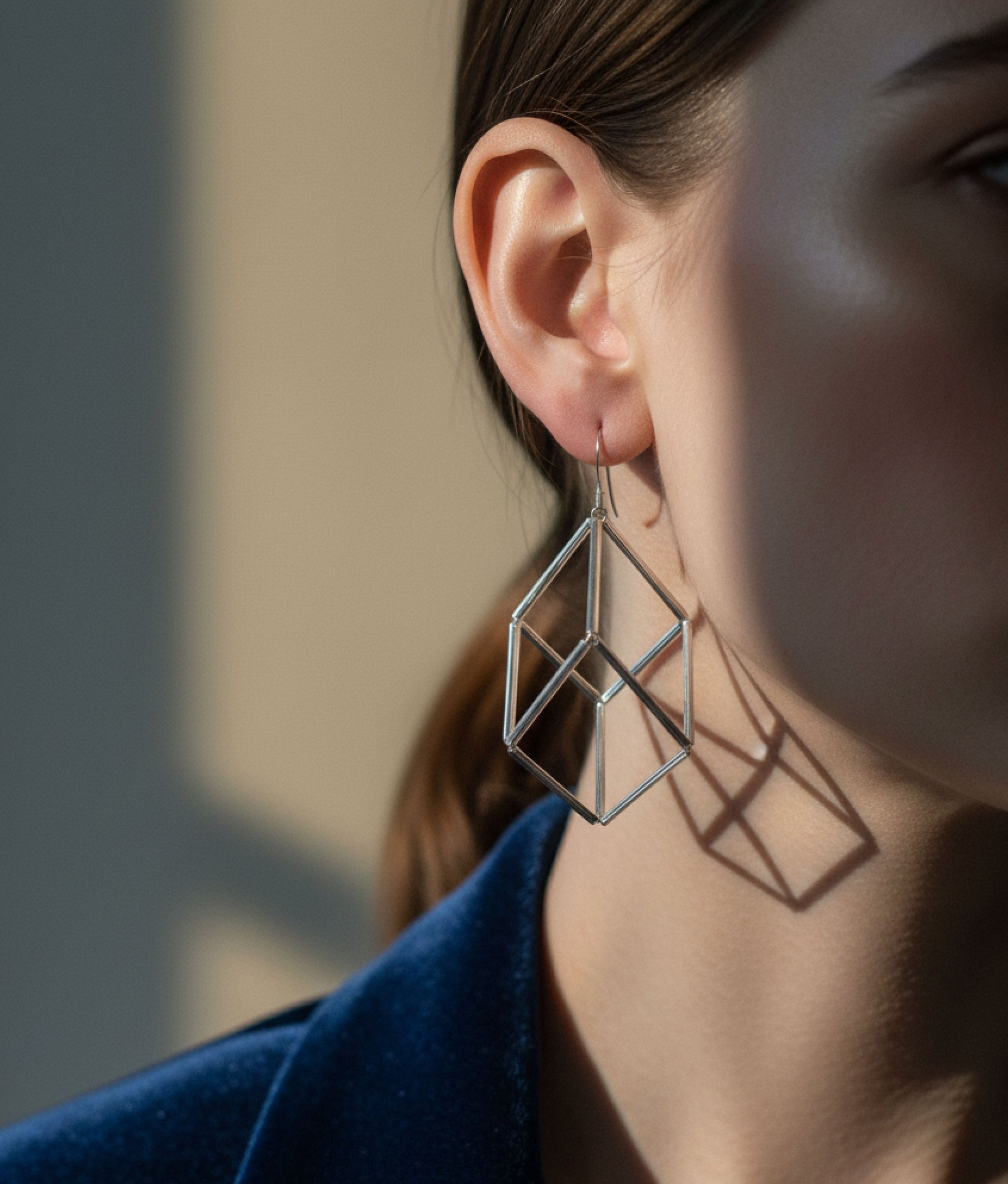 GEOMETRIA VETRO CUBO 3 Transparent Earrings