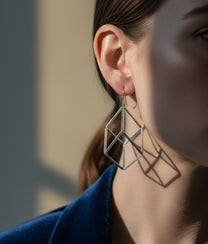 GEOMETRIA VETRO CUBO 3 Transparent Earrings