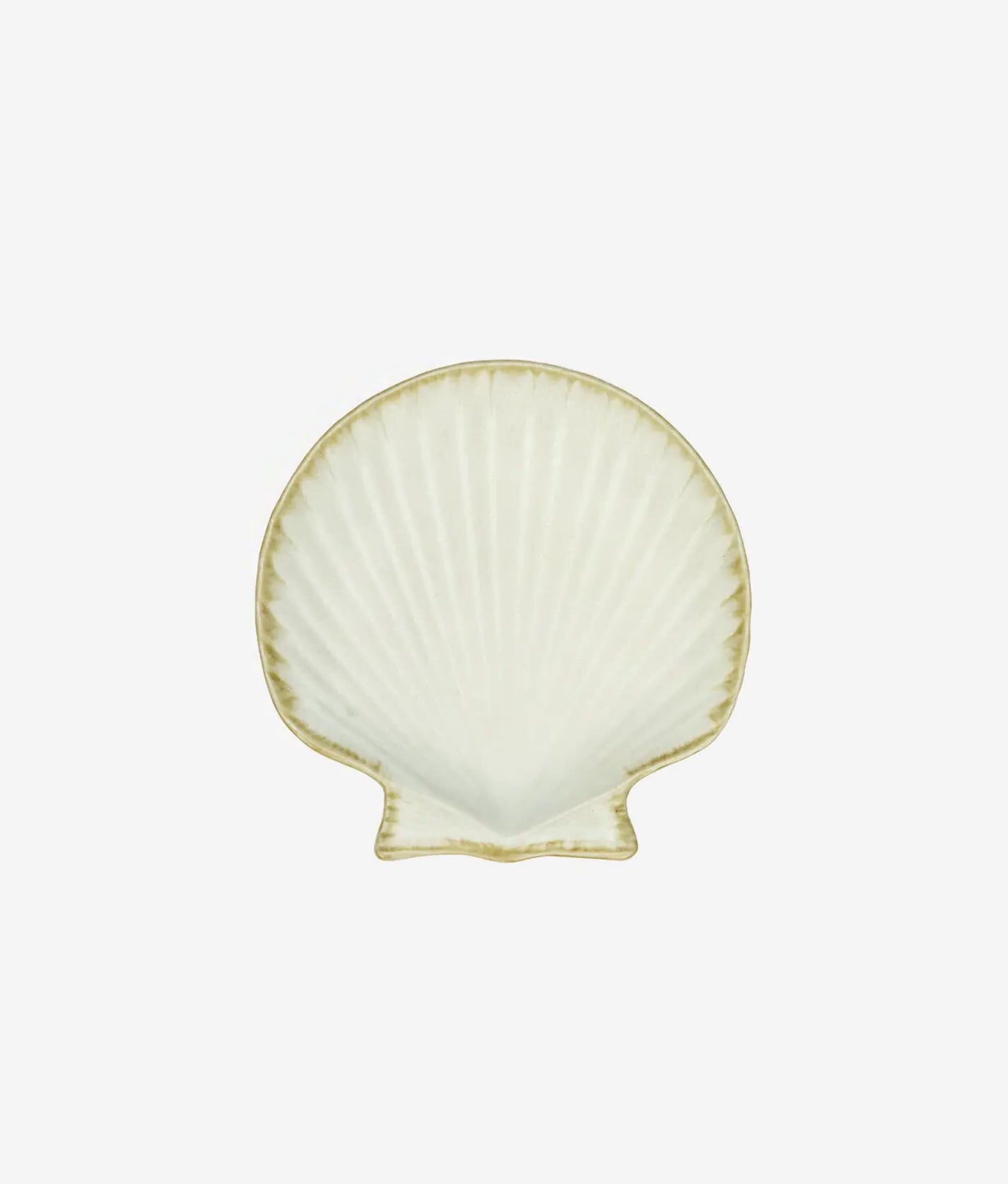 Off White Stoneware Sea Shell Tray Small