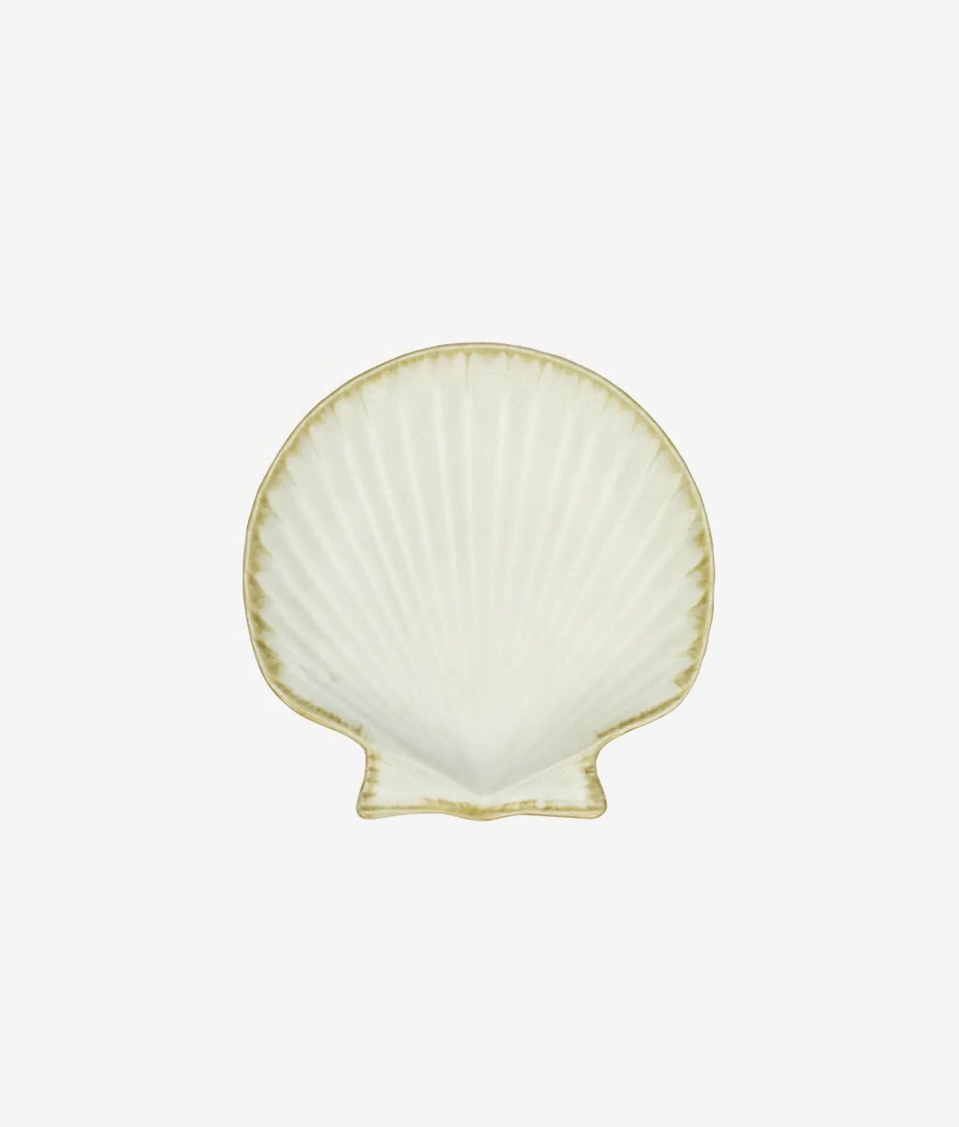 Off White Stoneware Sea Shell Tray Small