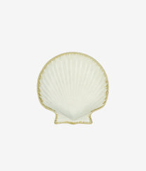 Off White Stoneware Sea Shell Tray Small