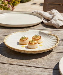 Off White Stoneware Sea Shell Tray Small