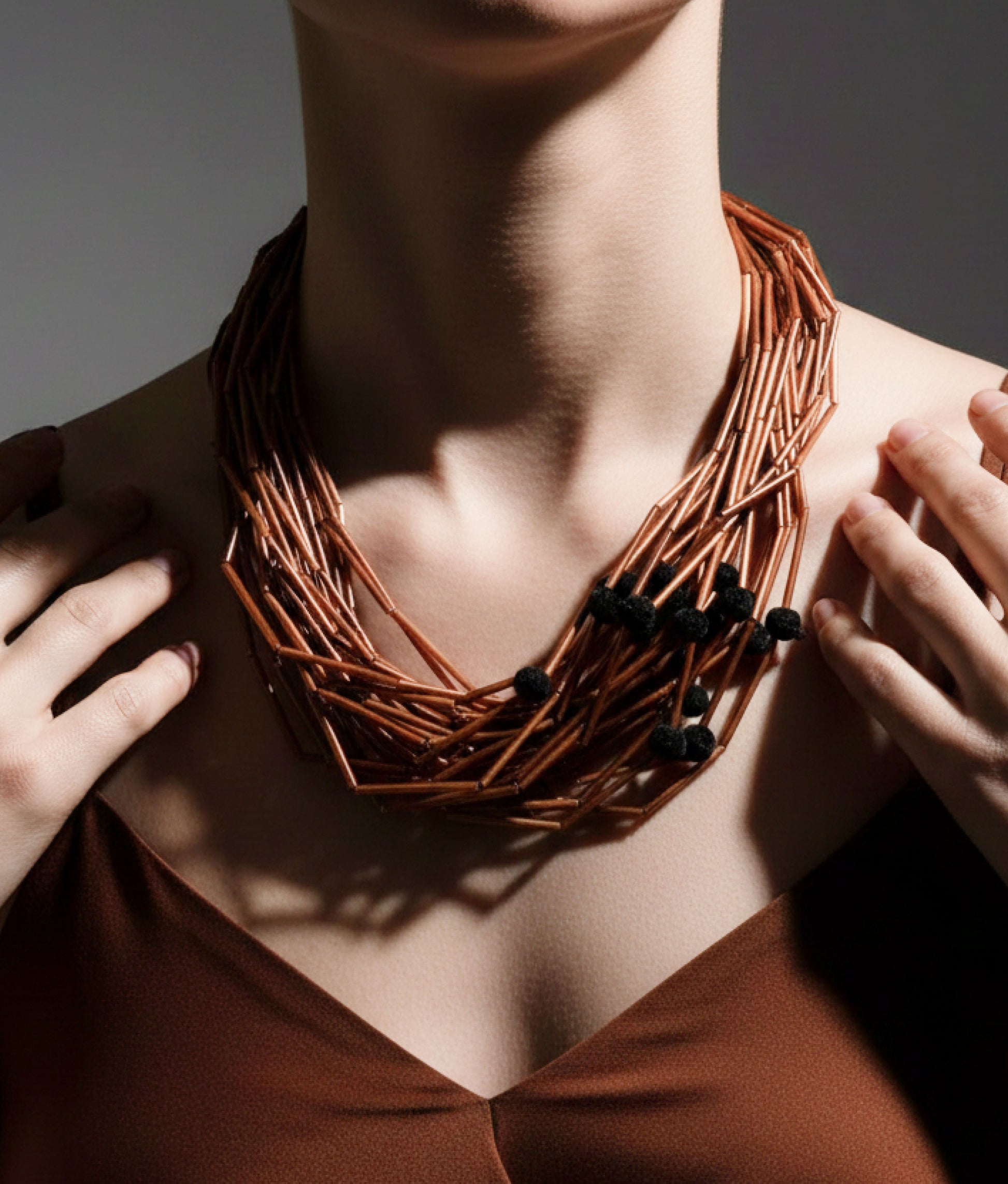 Brown Glass Tube Necklace