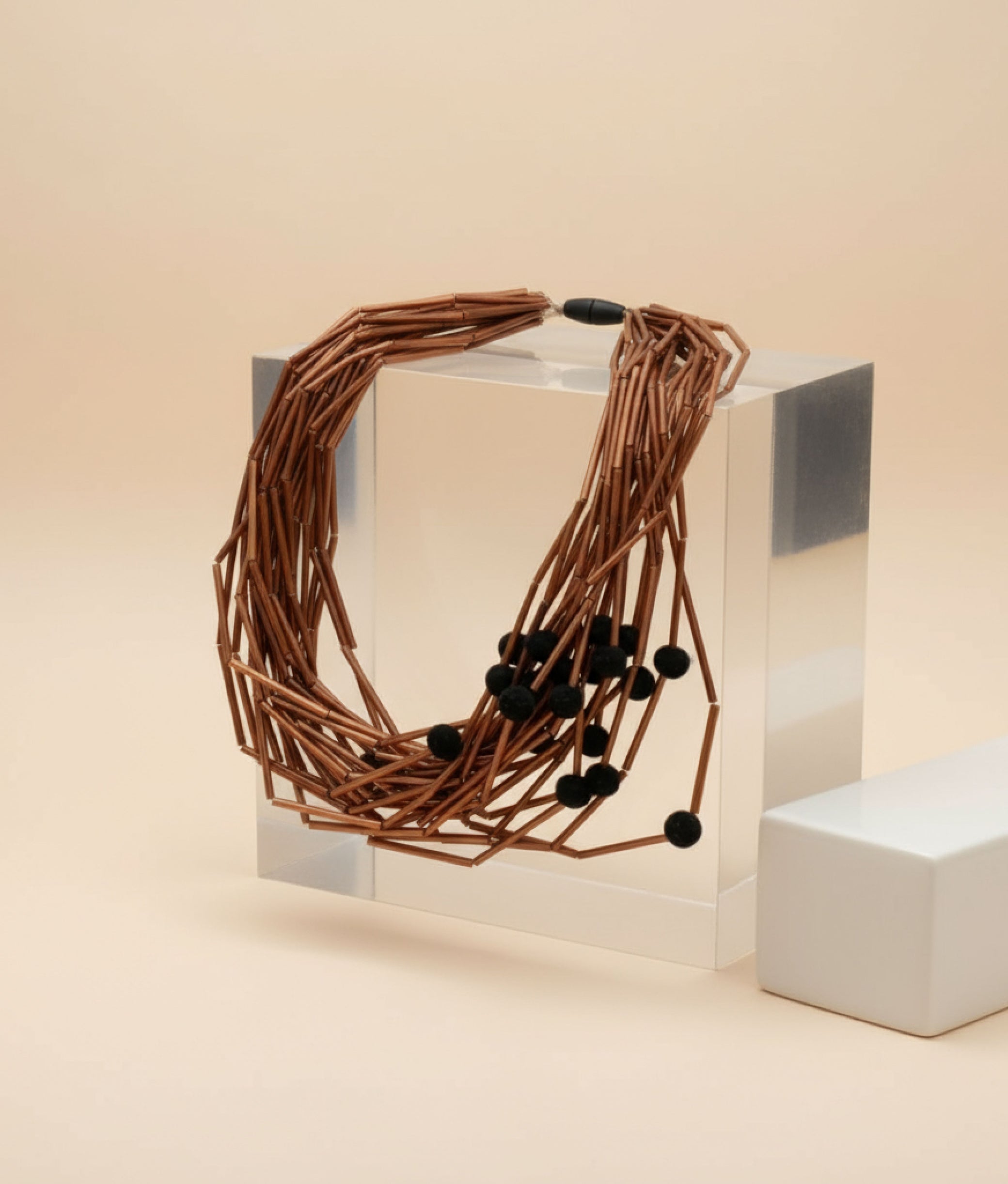 Brown Glass Tube Necklace