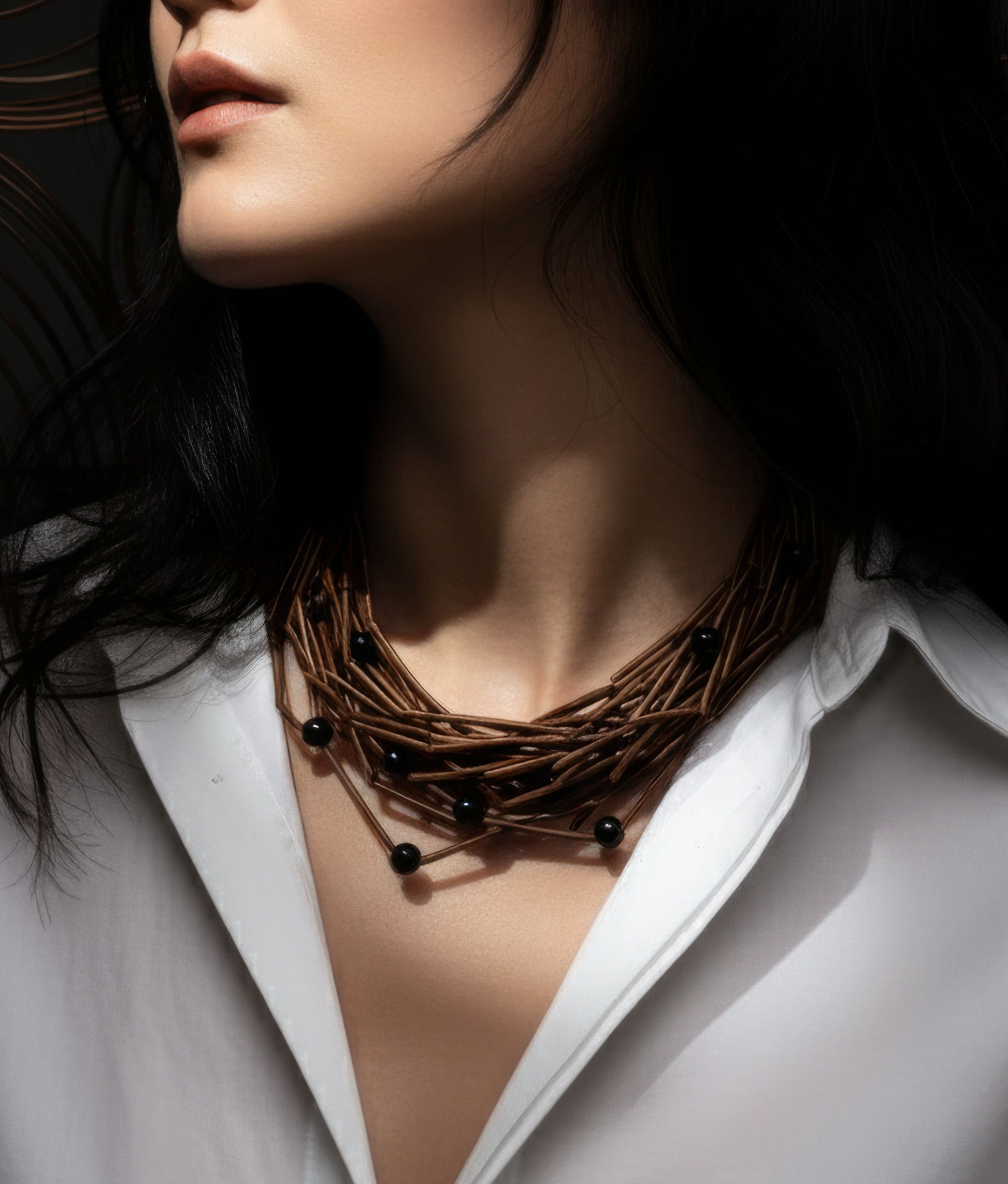 Brown Glass Tube Necklace