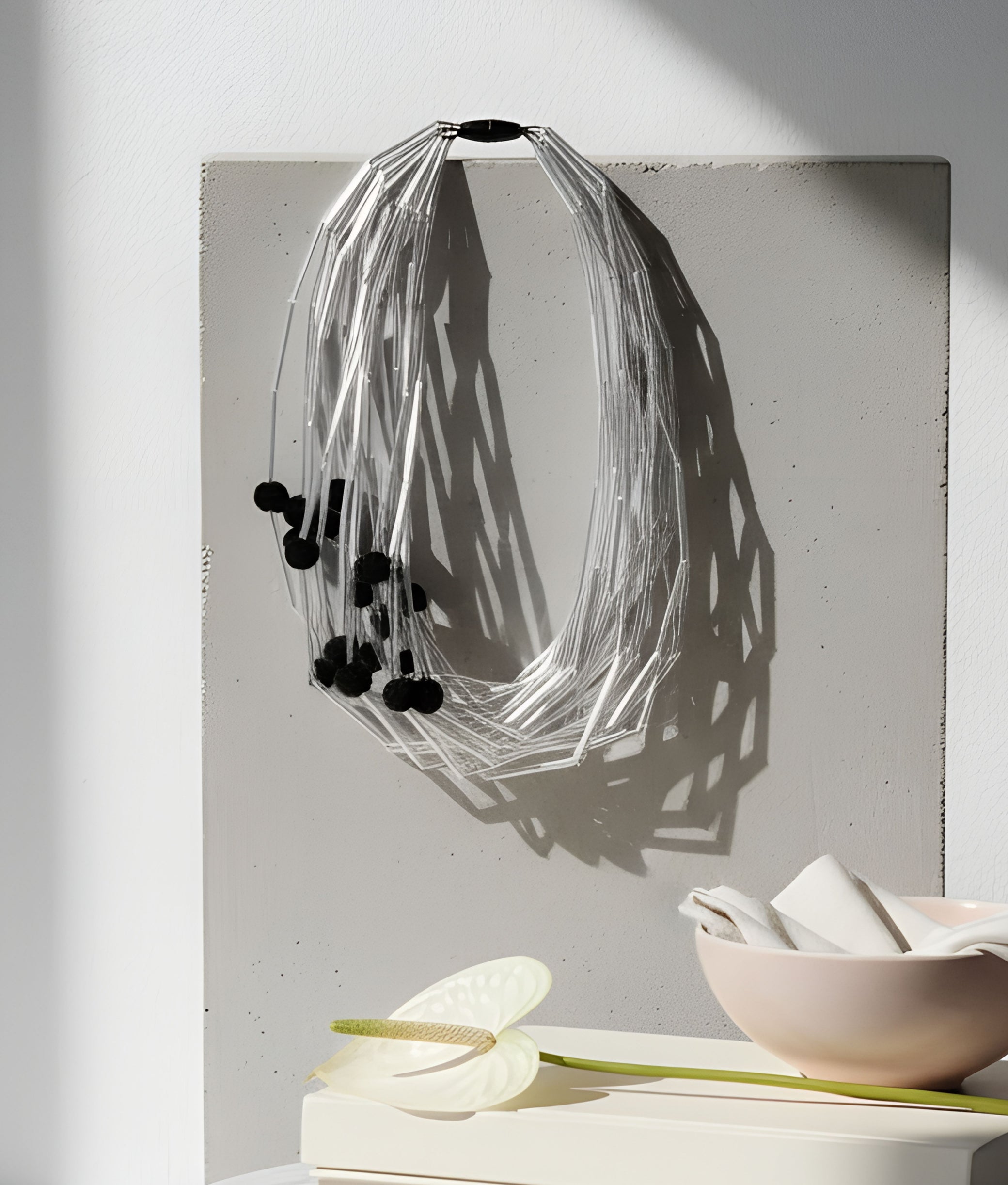 White Glass Tube Necklace