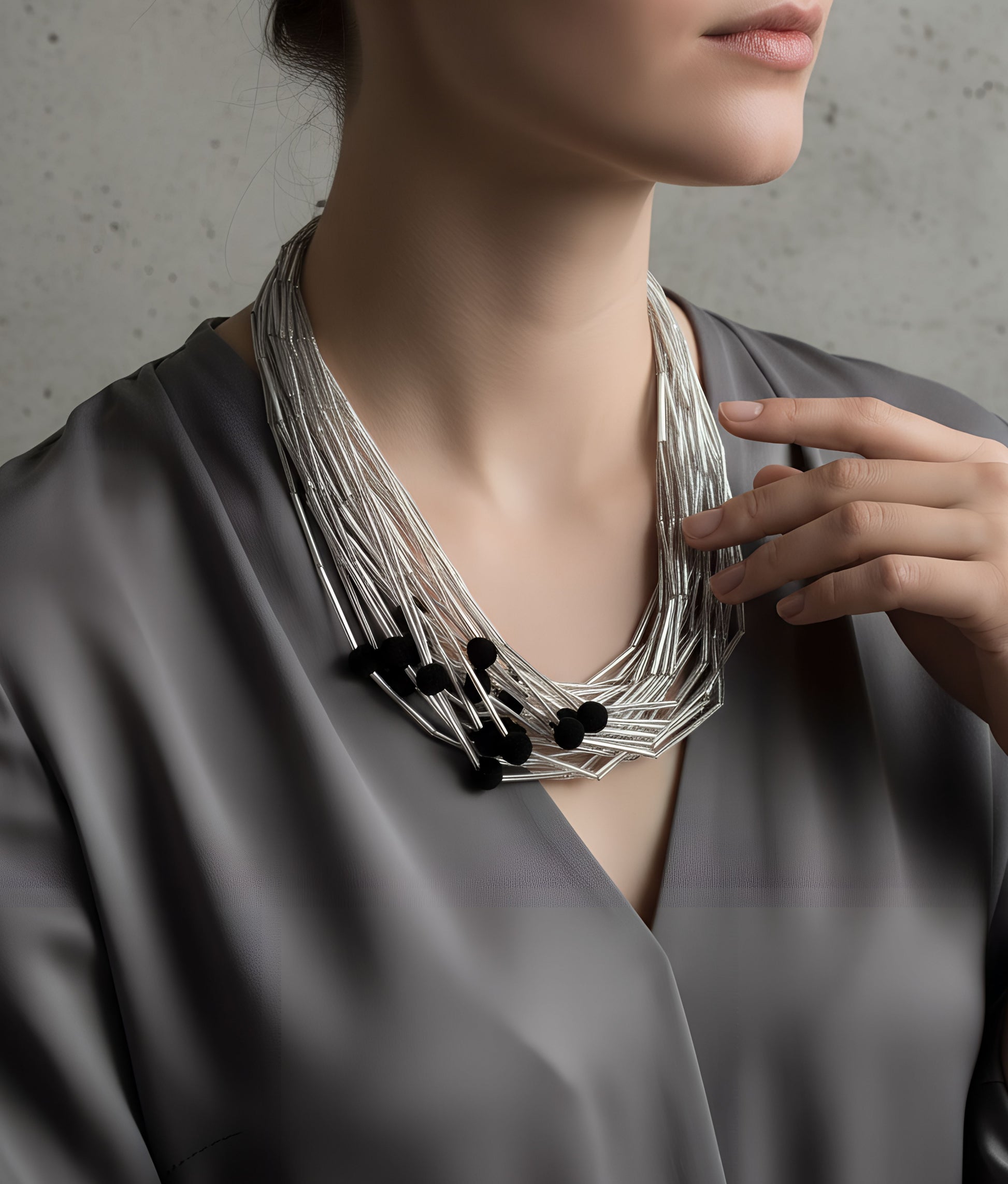 White Glass Tube Necklace