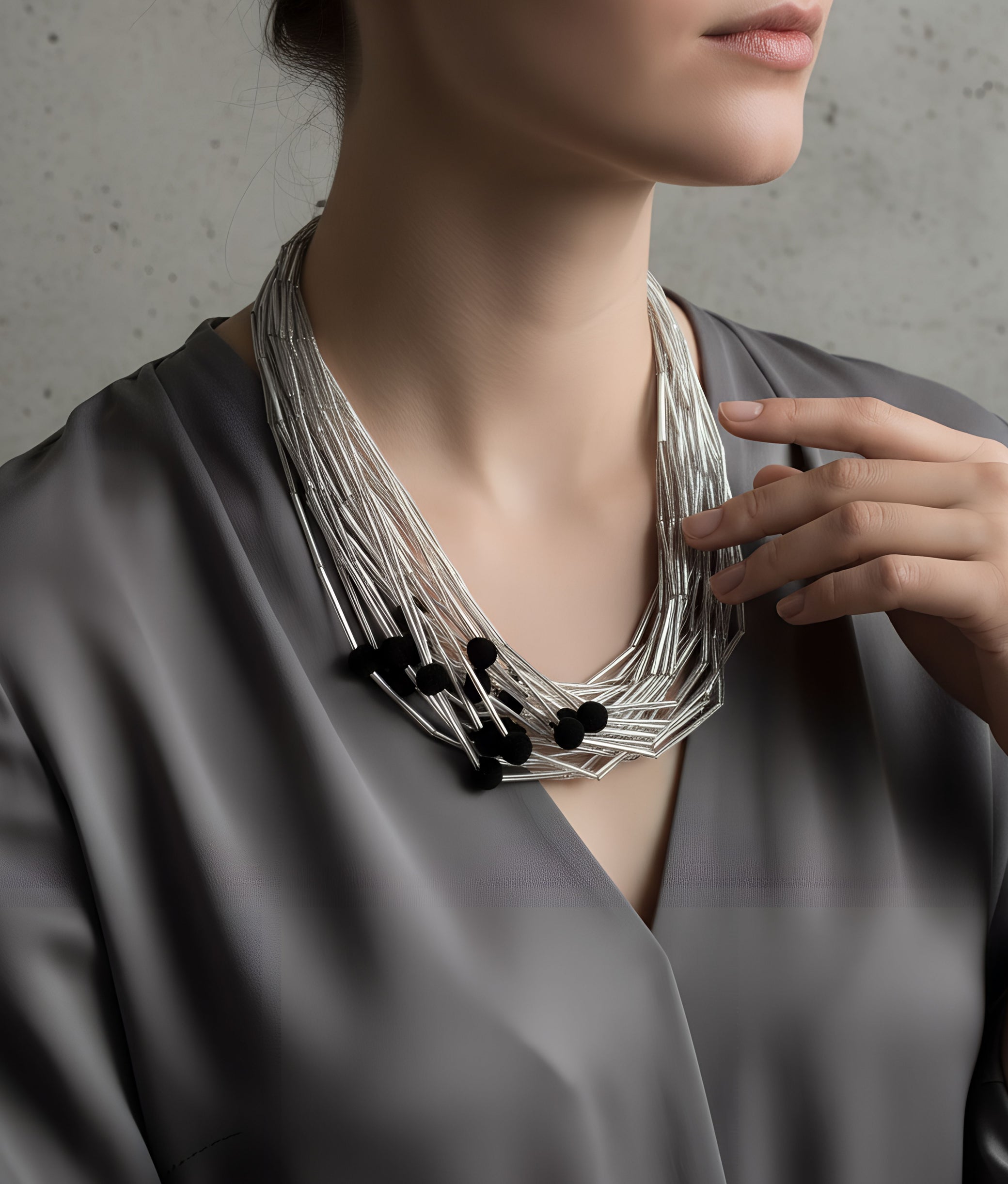 White Glass Tube Necklace