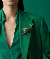 Two Stripped Grasshopper Brooch