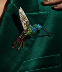 Emerald Chin Hummingbird Brooch