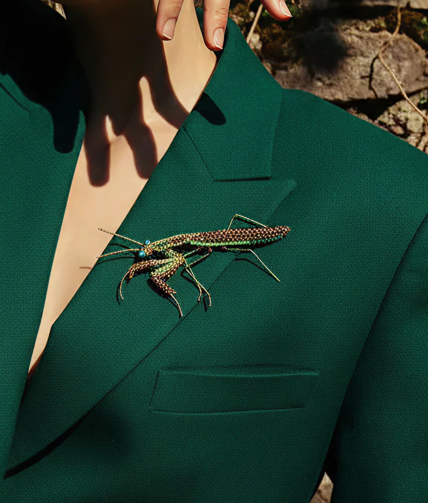 Green Mantis Trovelore Brooch