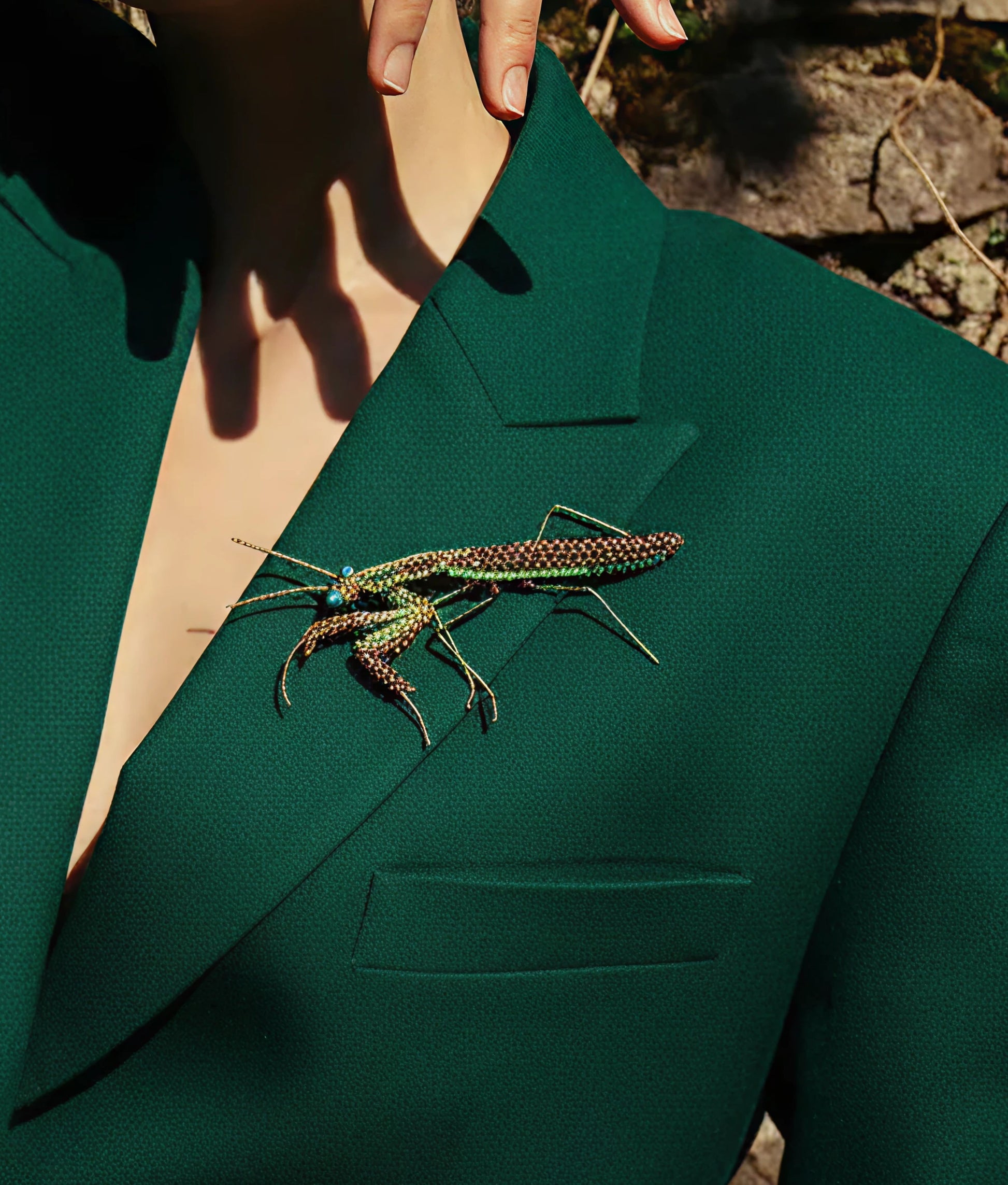 Green Mantis Trovelore Brooch