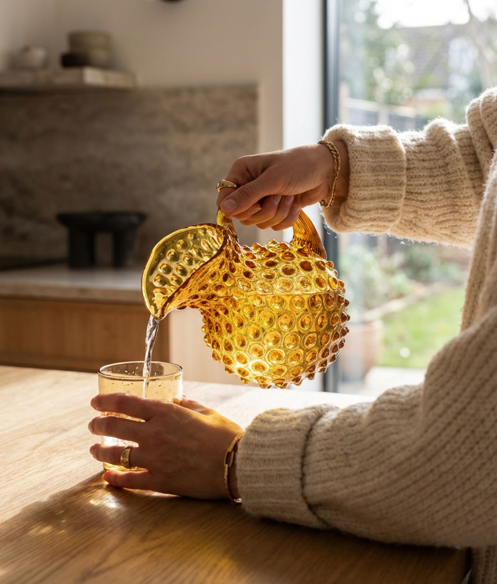 Amber Hobnail Jug