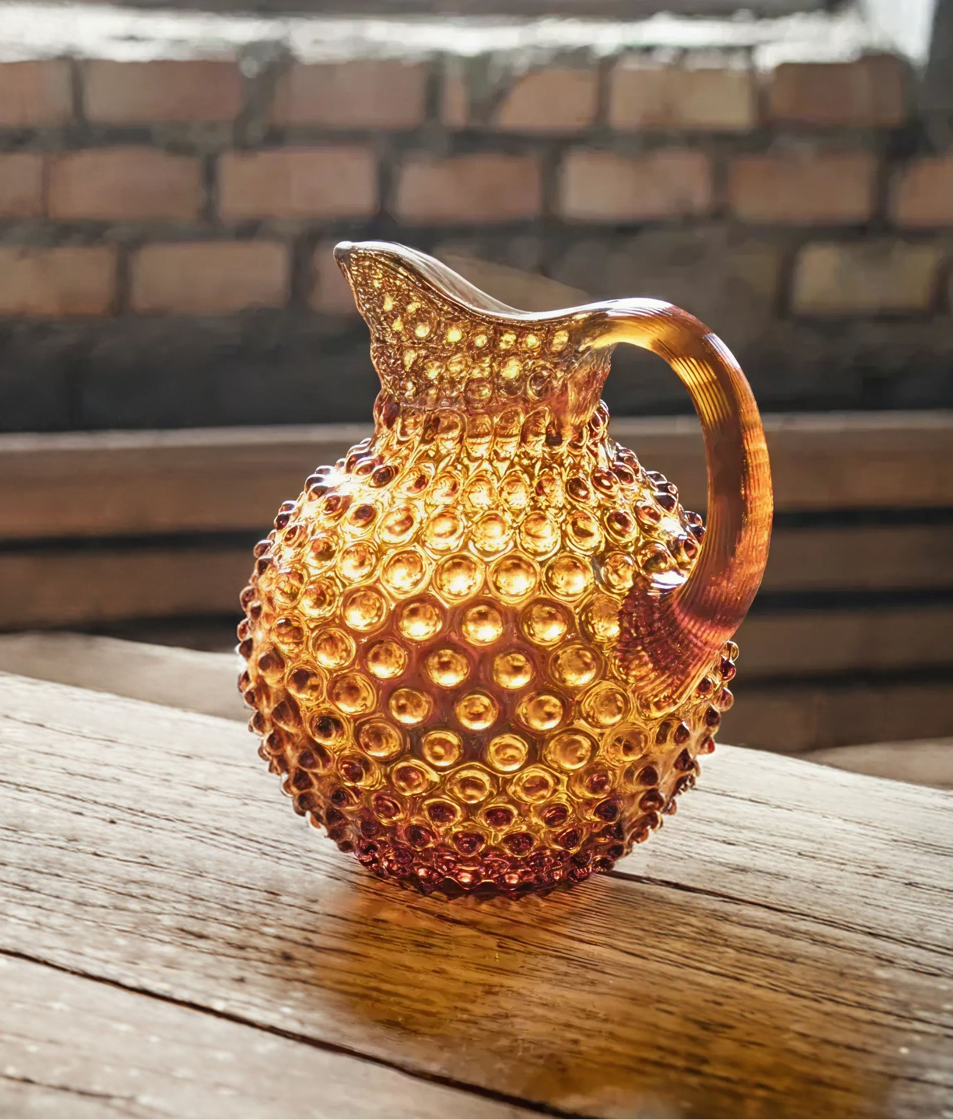 Hobnail Amber Jug Large