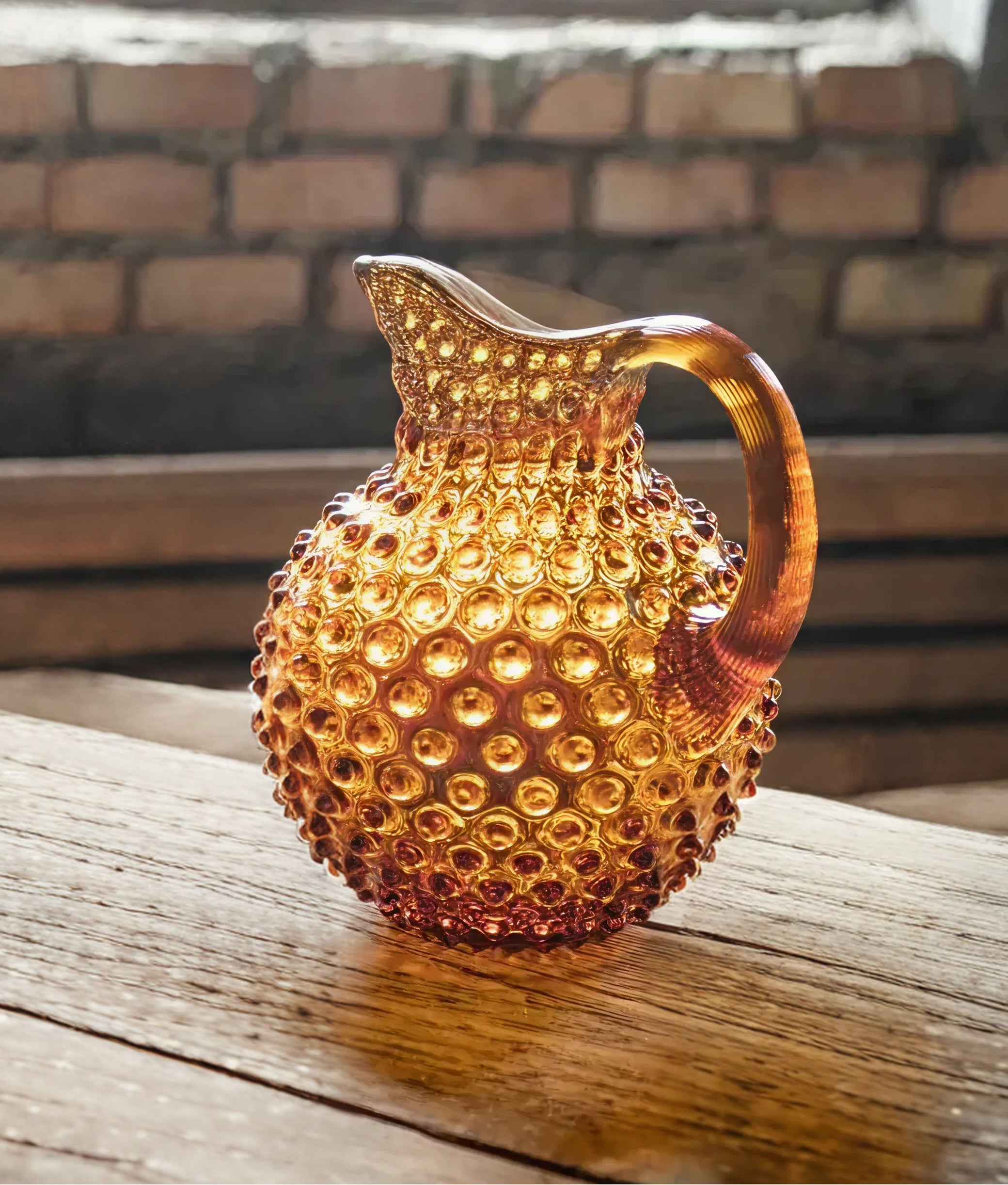 Hobnail Amber Jug Large