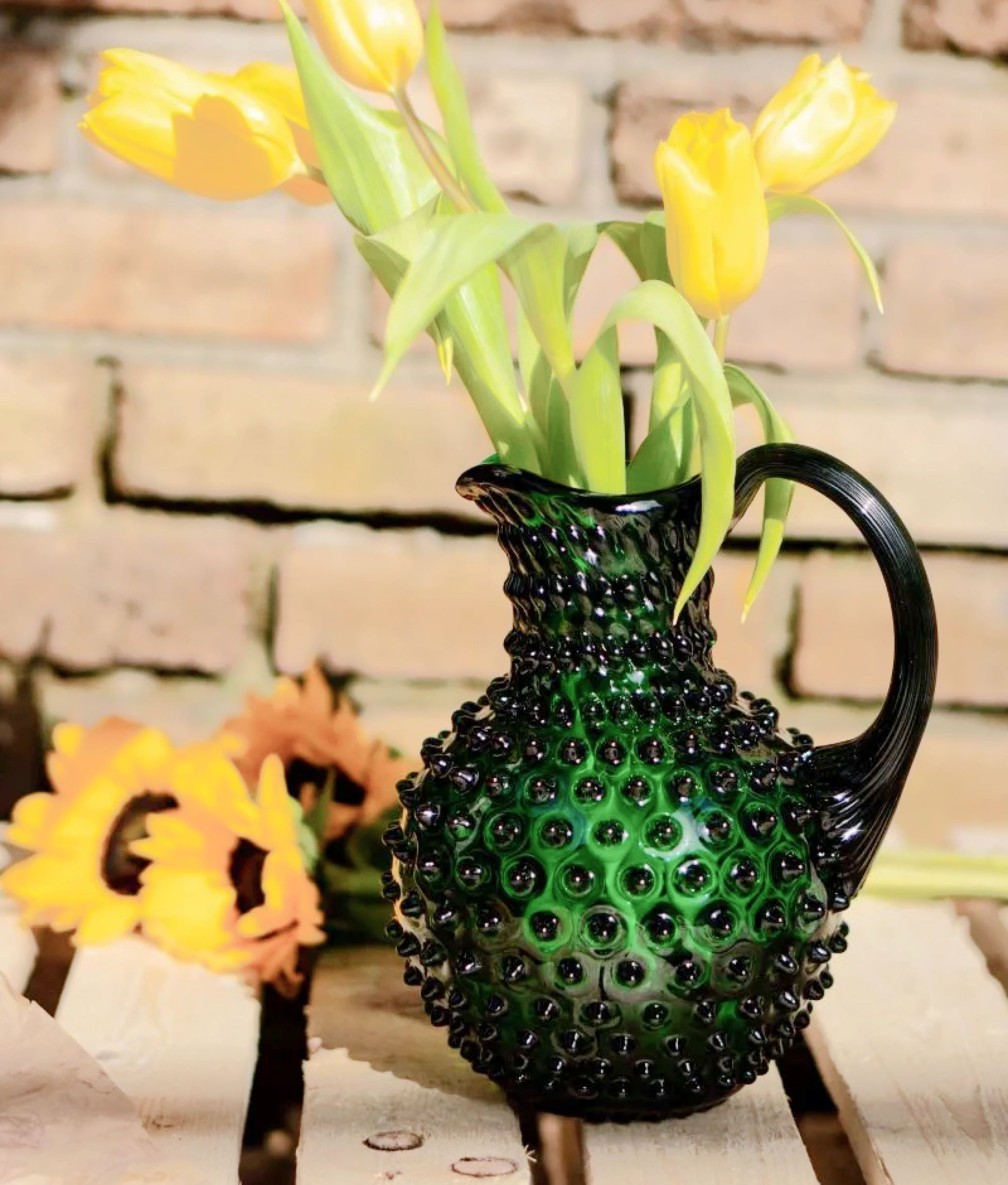 Large Hobnail Jug Dark Green