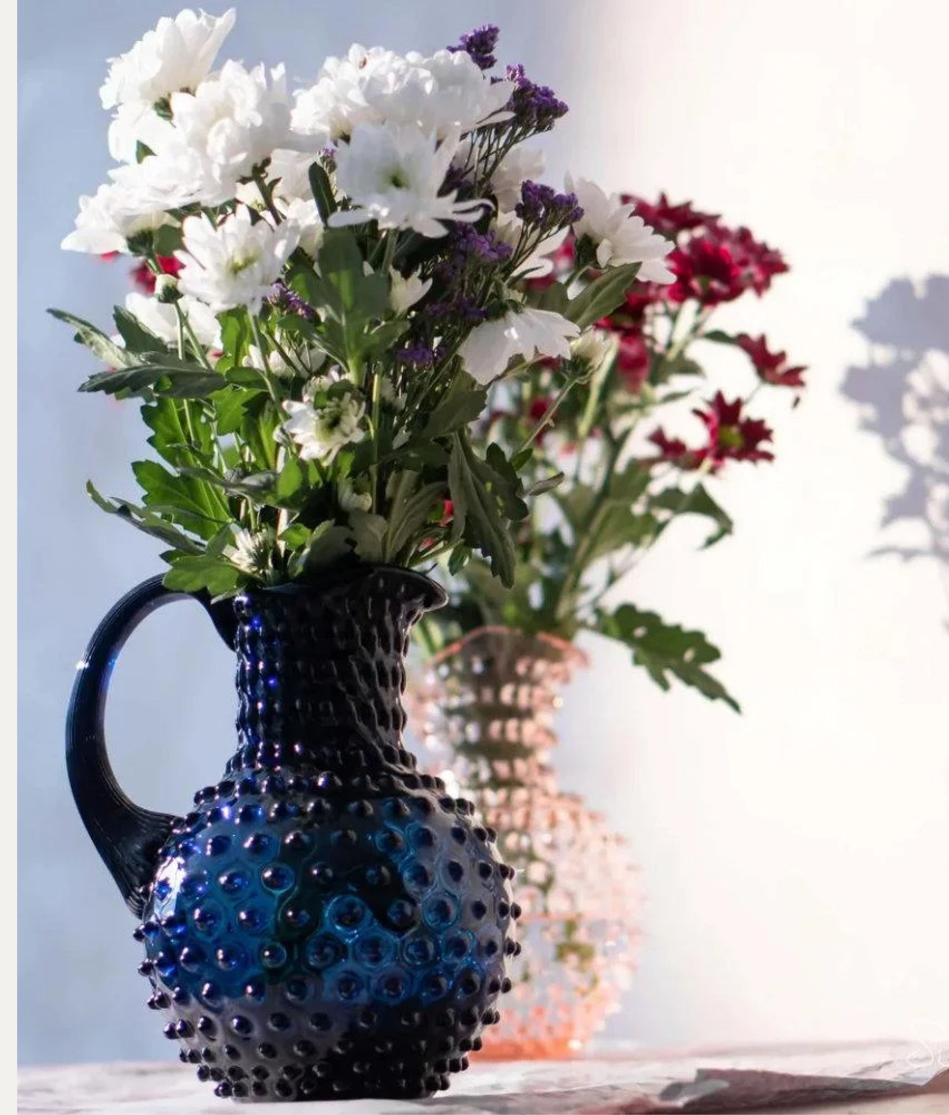 Royal Blue Hobnail Jug Large