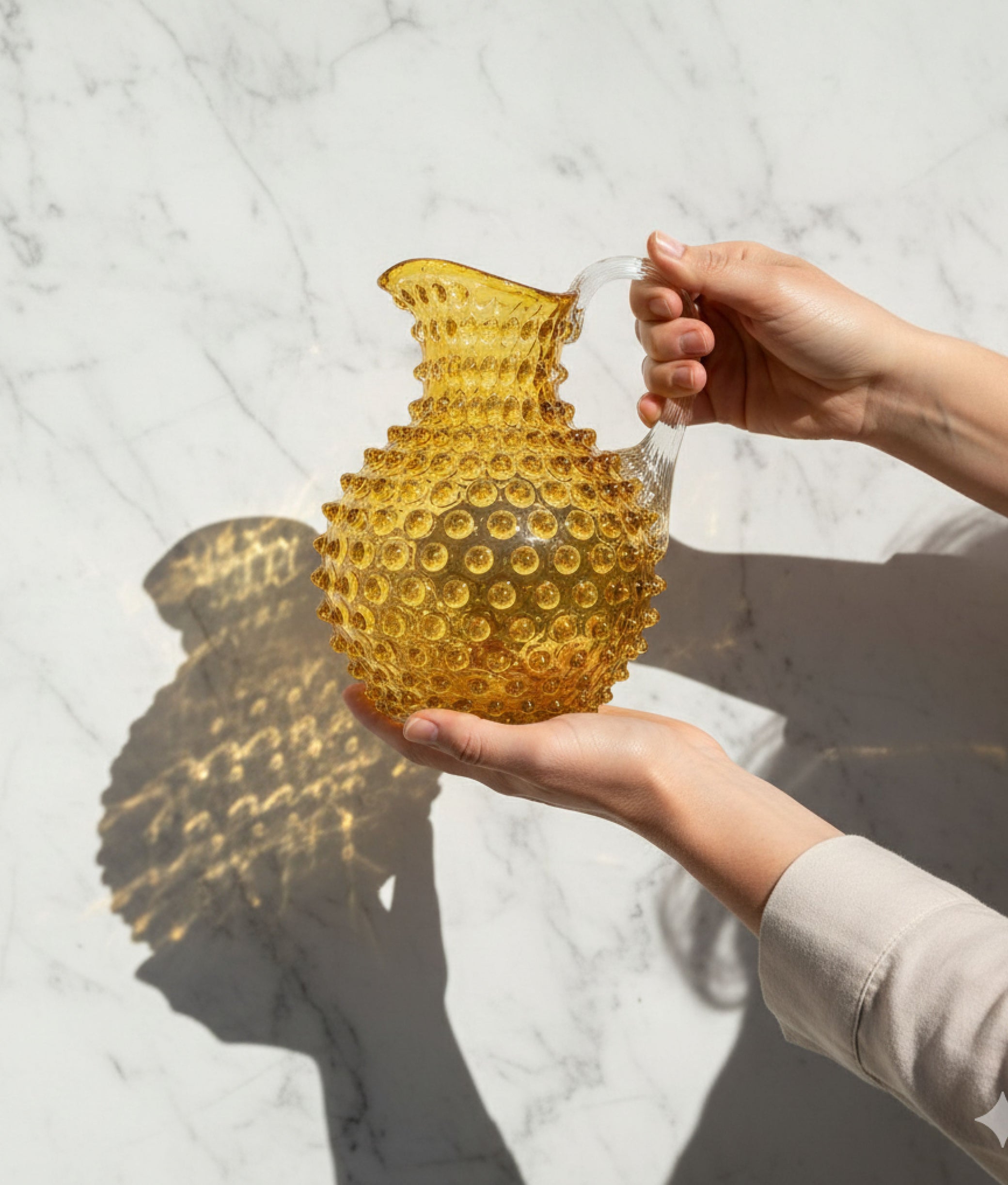 Underlay Amber Hobnail Jug Large