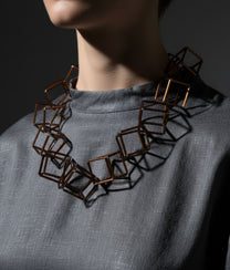 INTERLOCK GLASS Bronze Necklace S