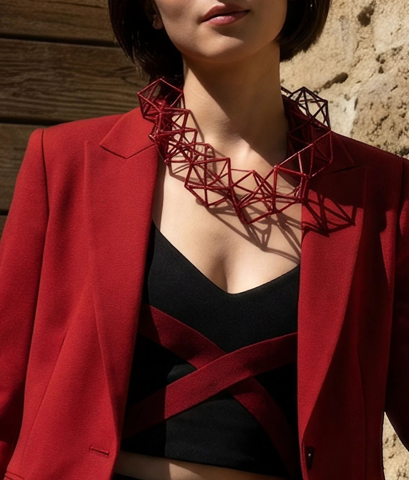INTERLOCK GLASS Red Necklace S