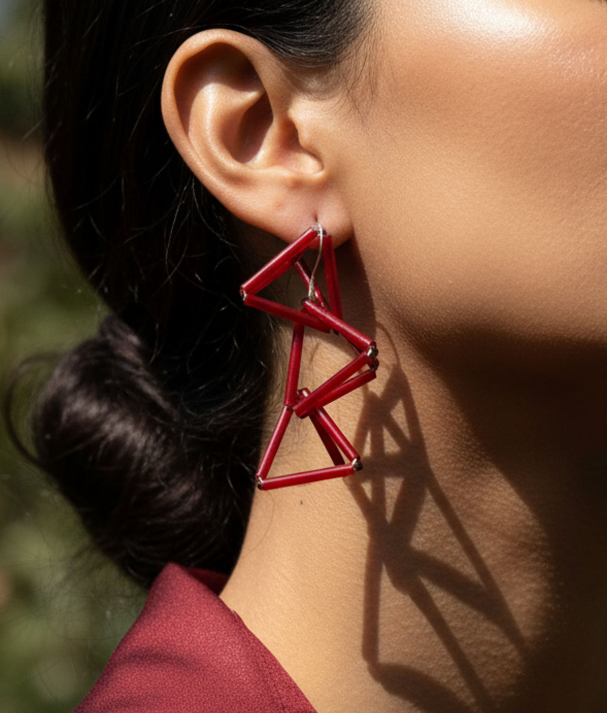 INTERLOCK GLASS Red Earrings