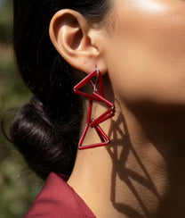 INTERLOCK GLASS Red Earrings