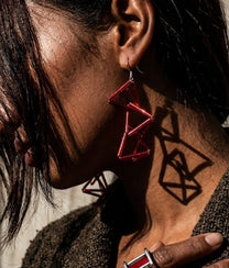INTERLOCK GLASS Red Earrings
