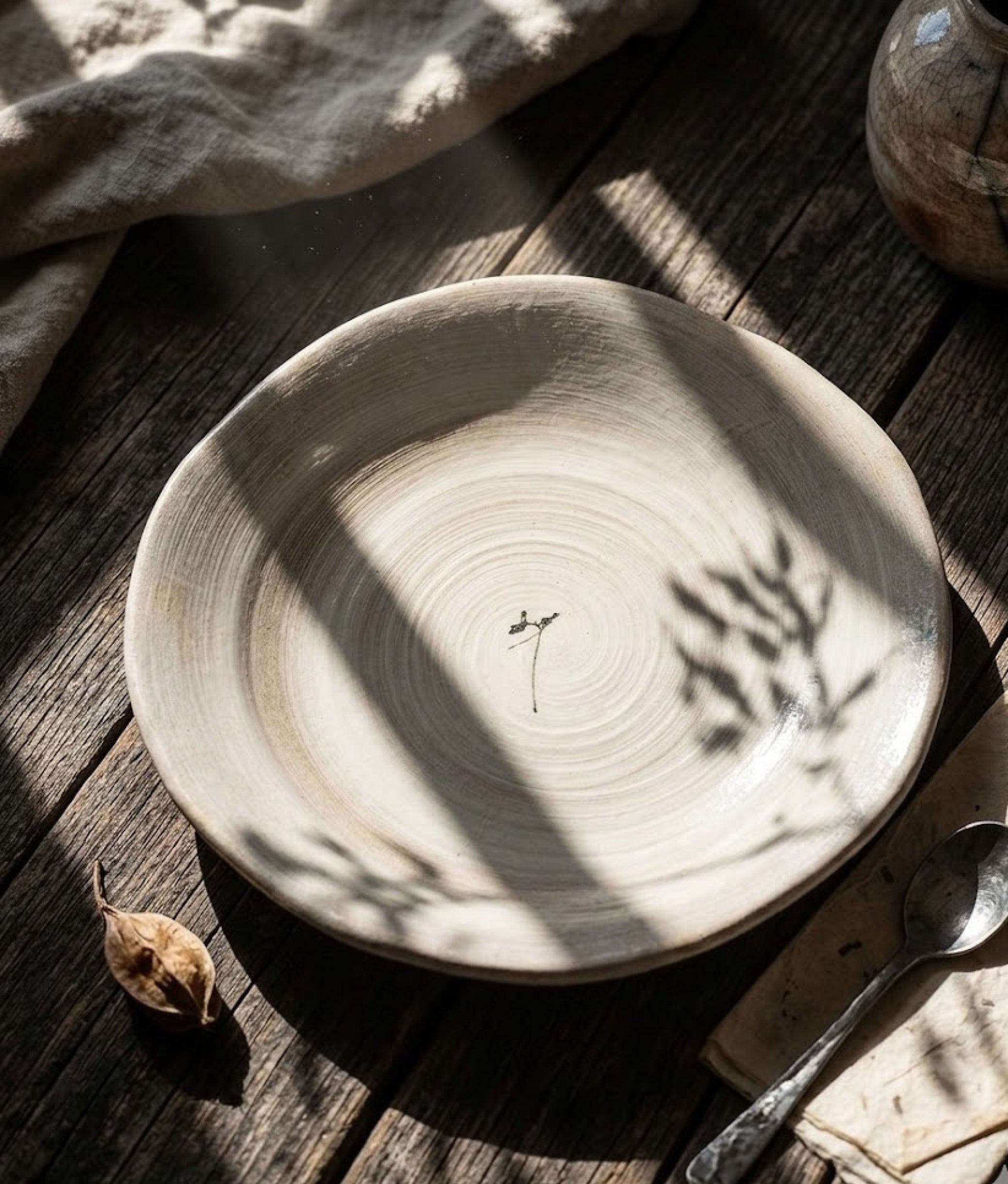 Green Flower L Ivory Mist Plate