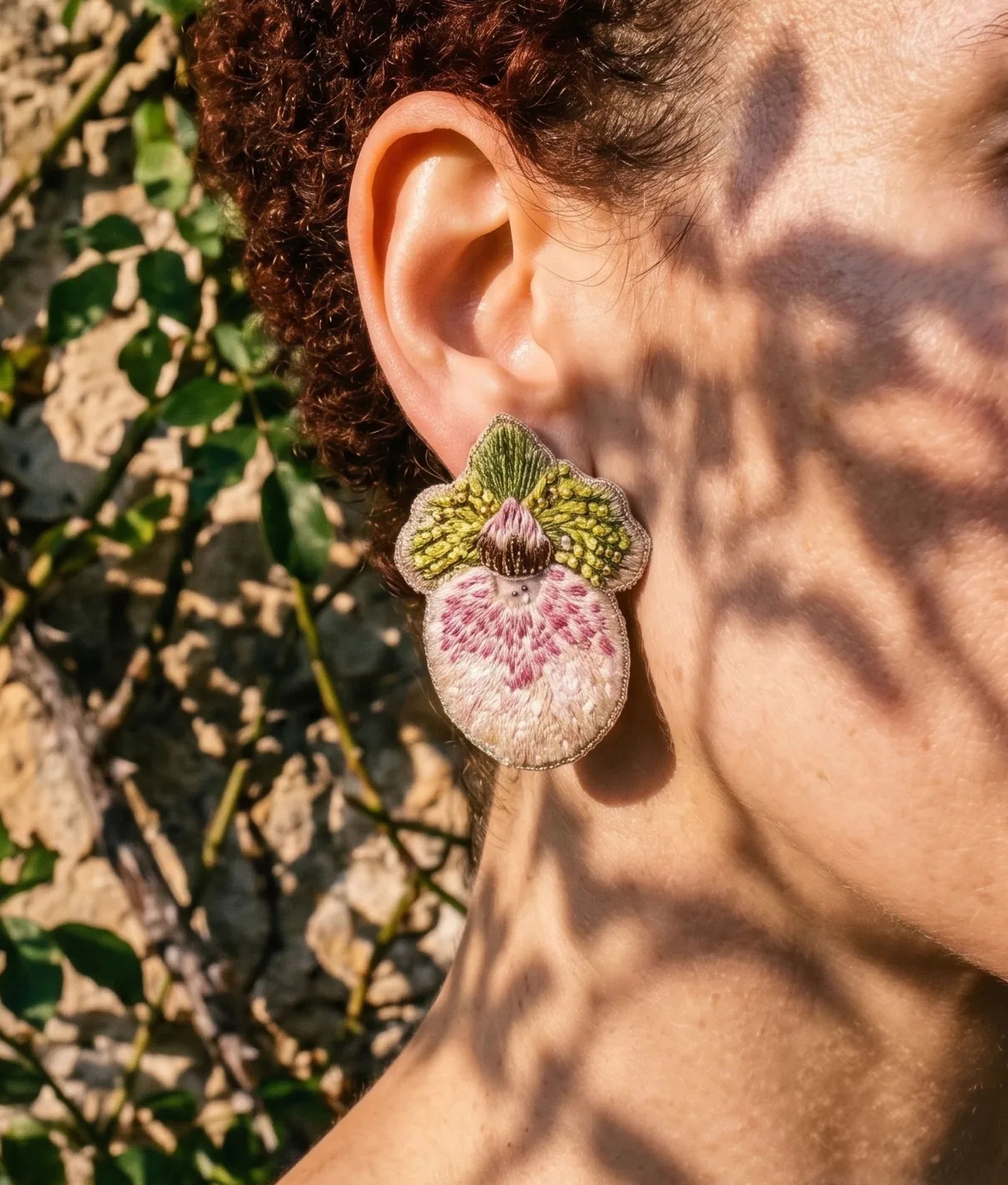 Lady Slipper Orchid Earrings