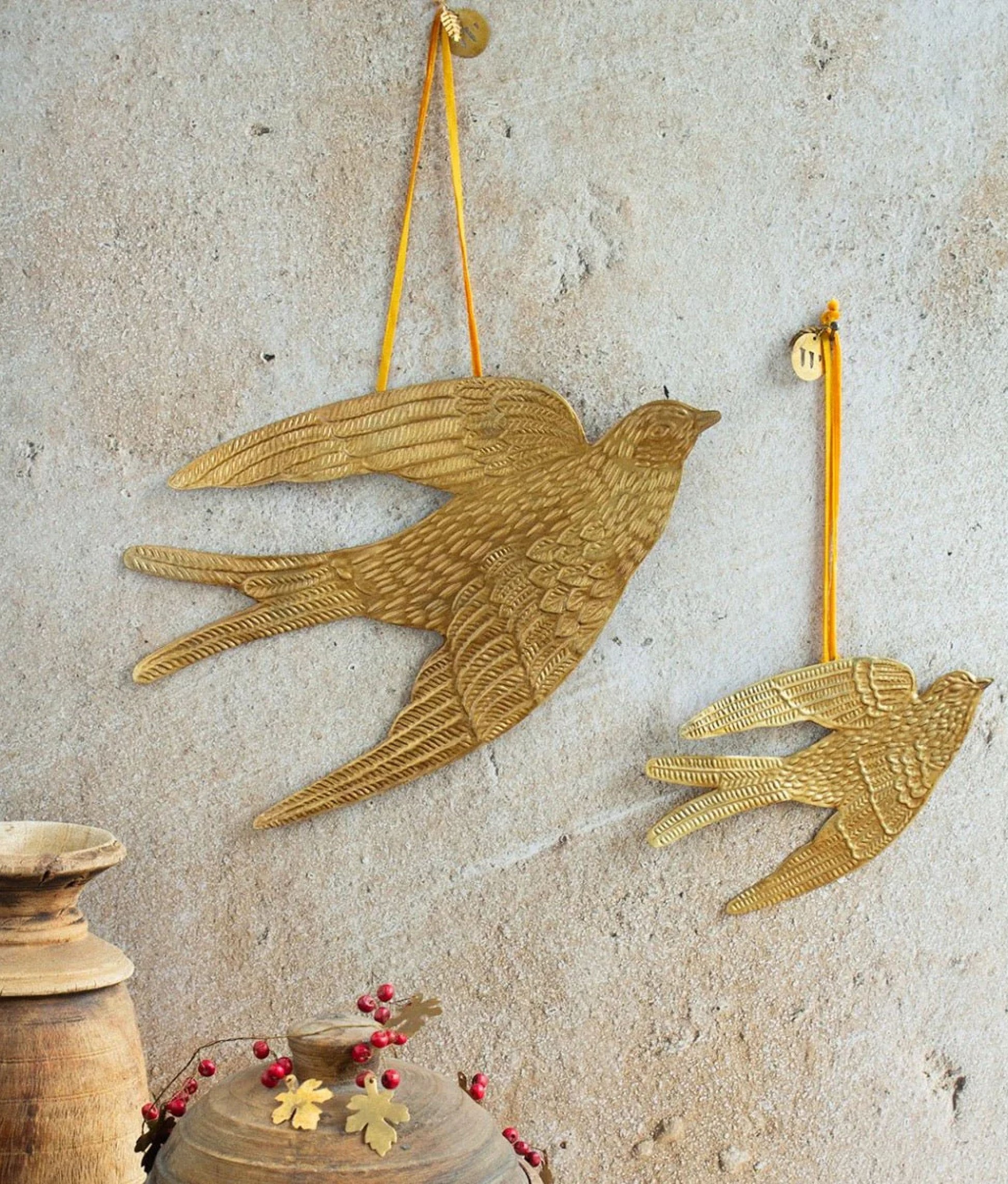 Large Brass Swallow Ornament