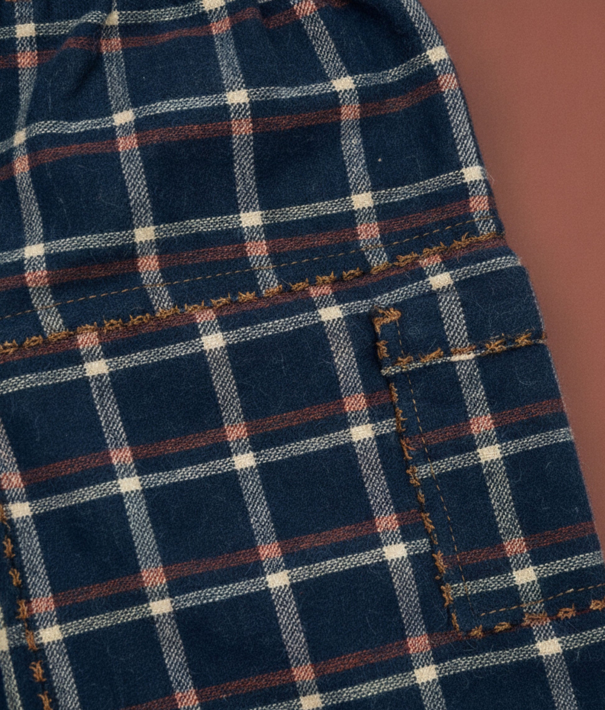 Little Plaid Indigo Pants