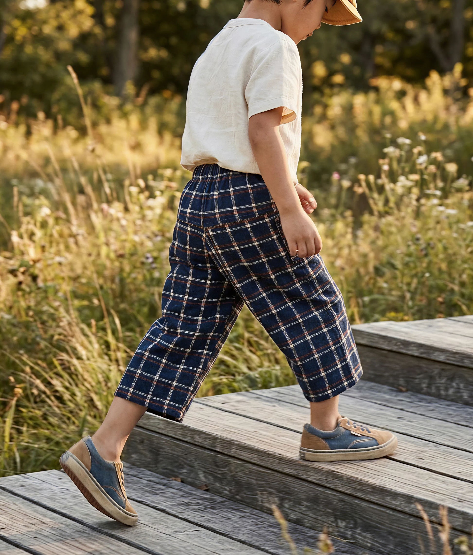 Little Plaid Indigo Pants