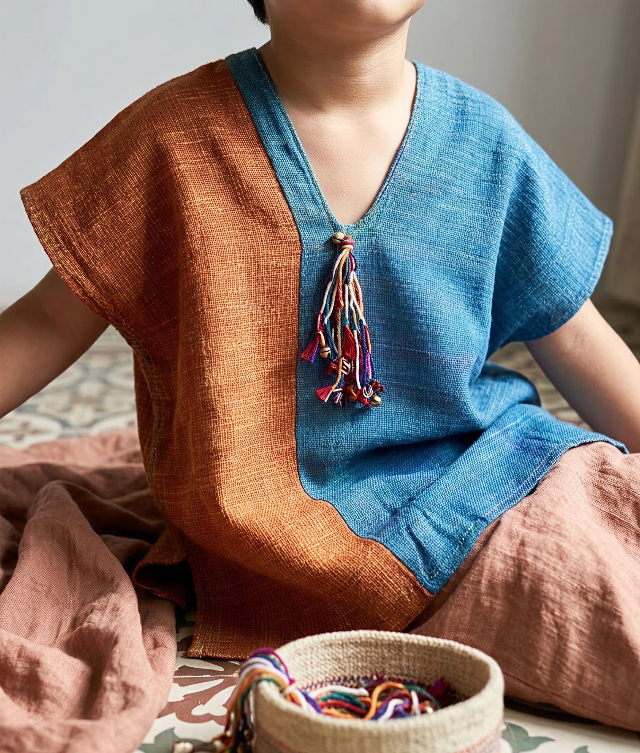 Little Tassle Brown Indigo Top