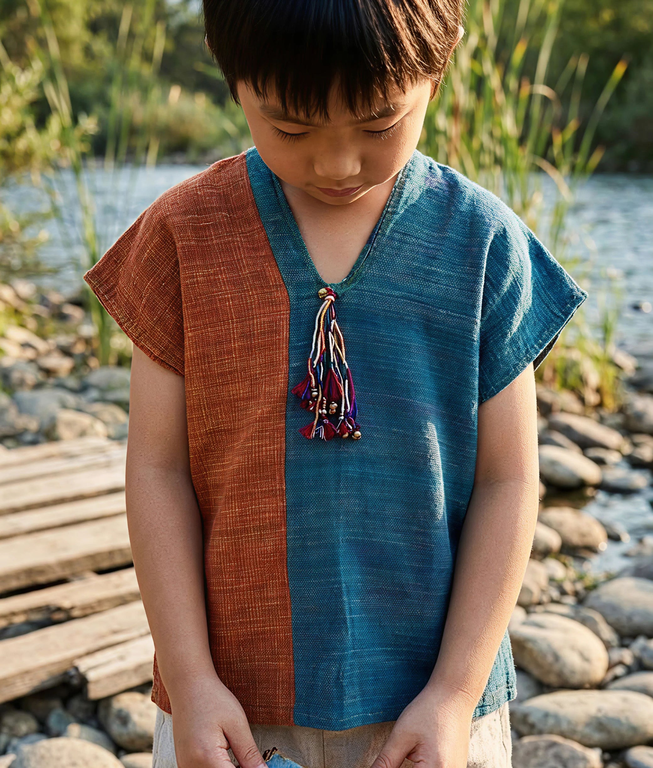 Little Tassle Brown Indigo Top