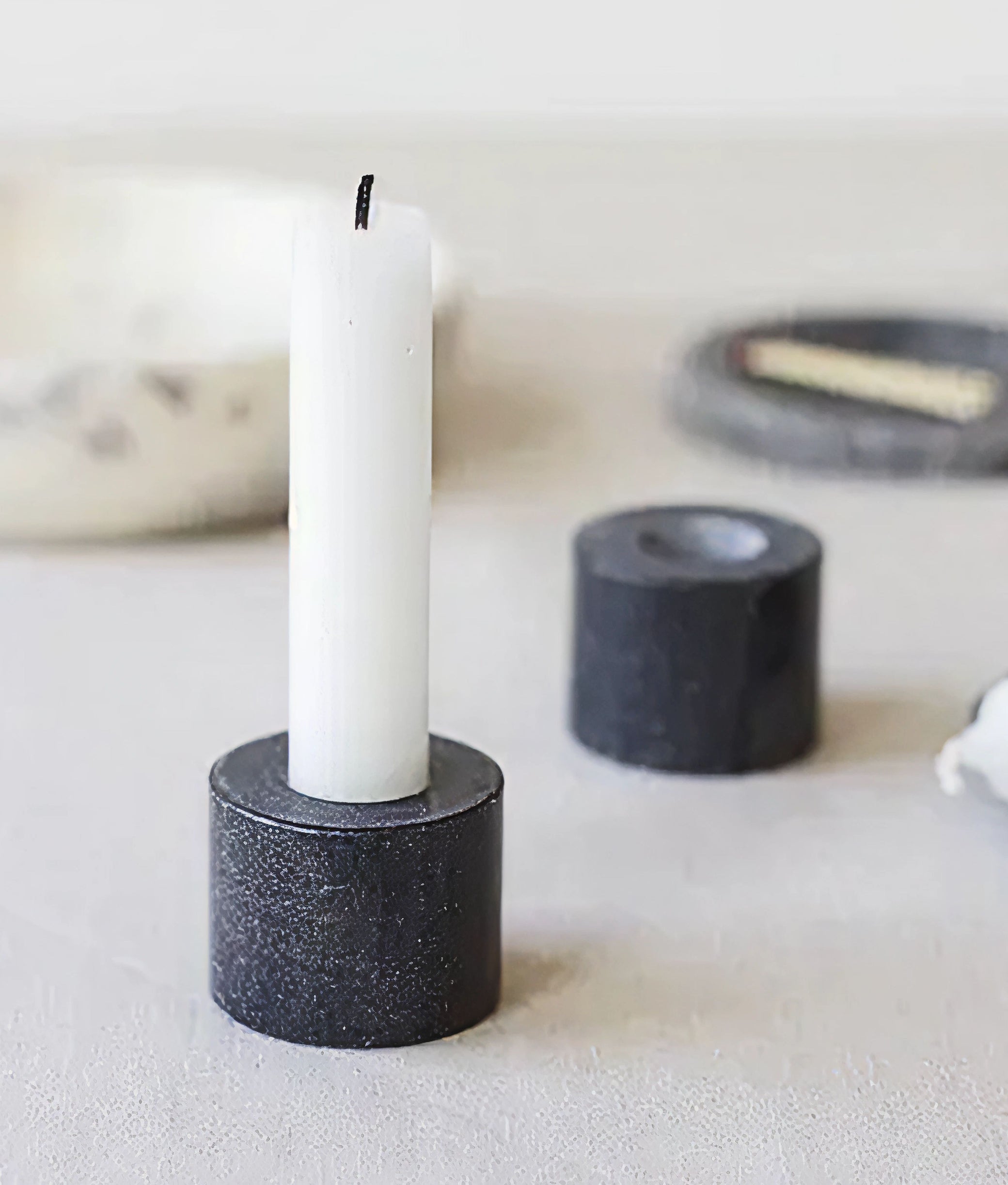Black Marble Candle Holder