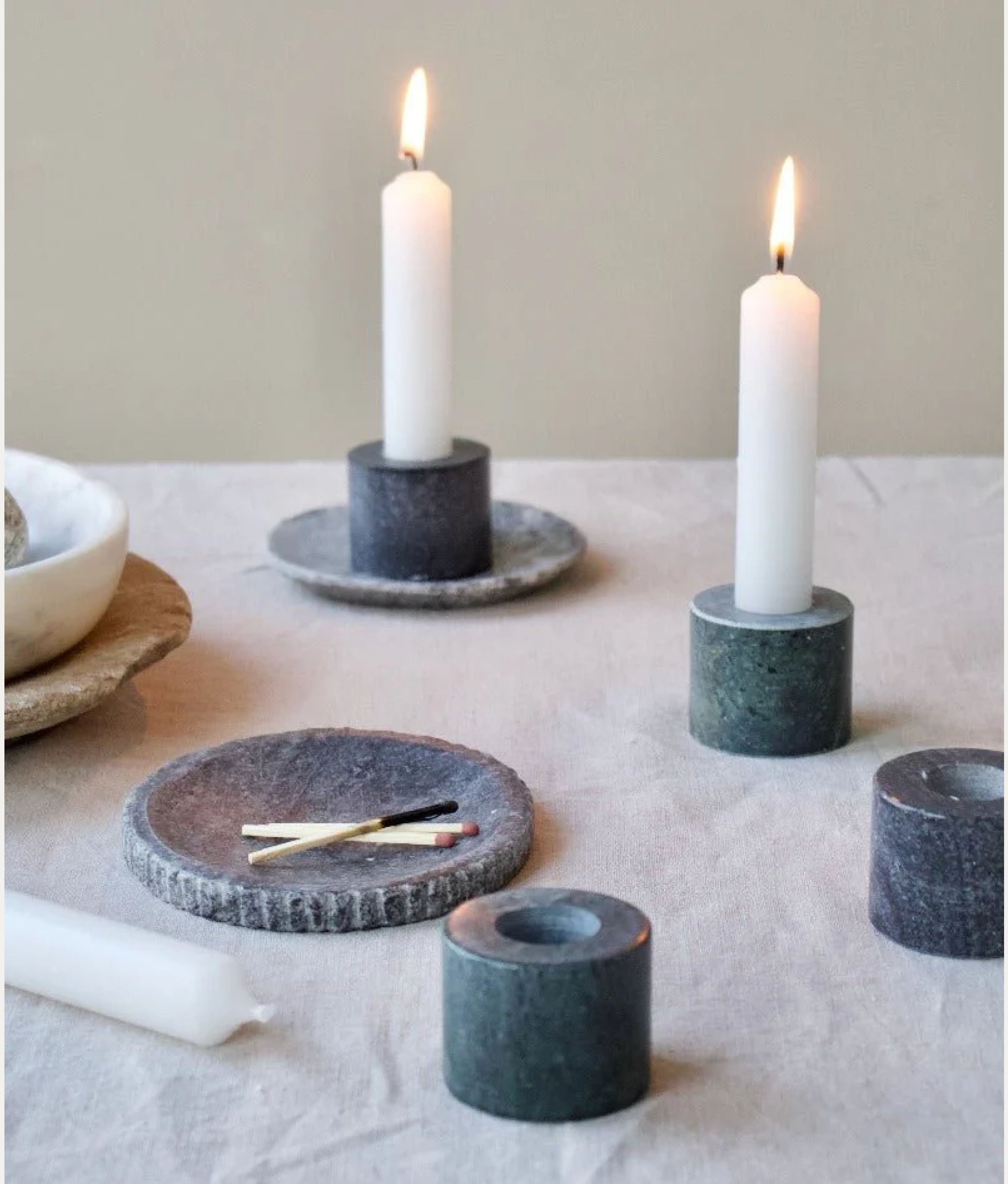 Black Marble Candle Holder