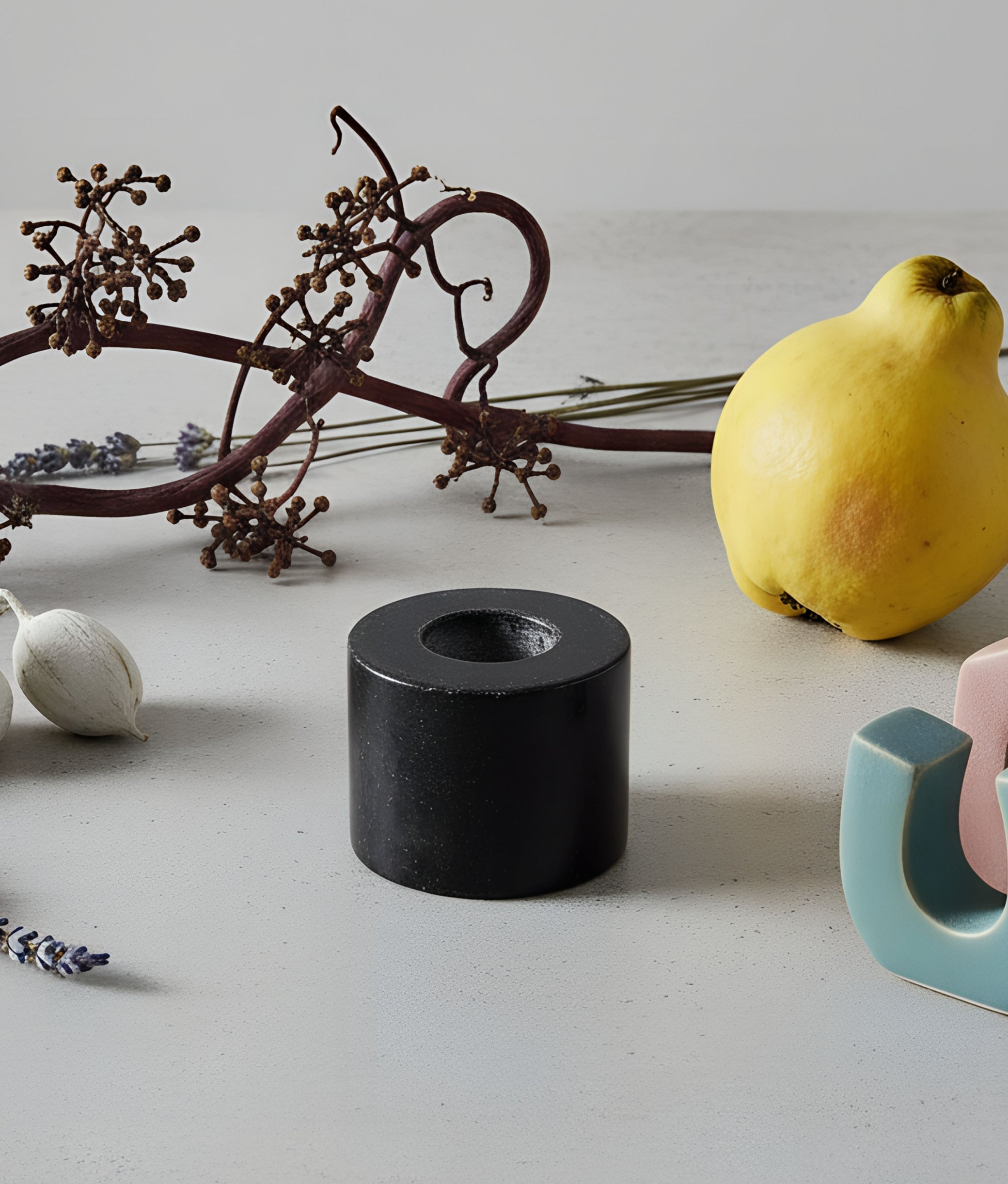 Black Marble Candle Holder