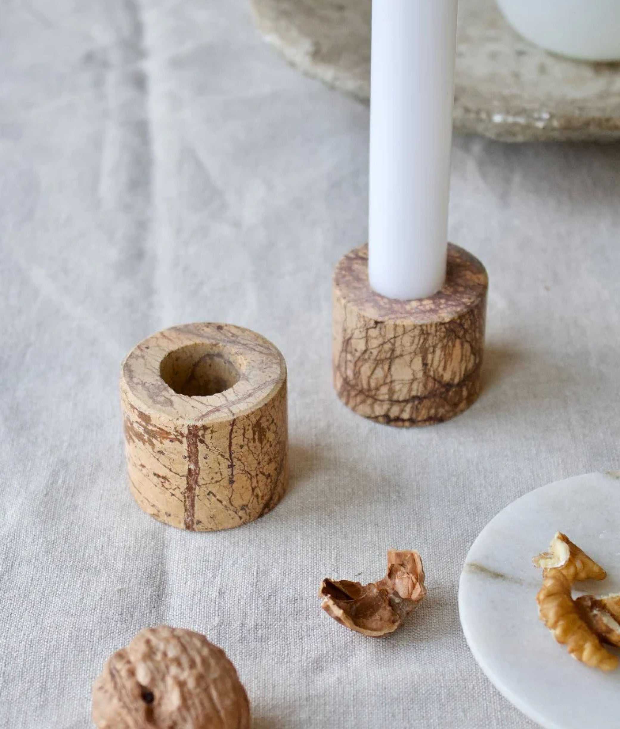 Brown Marble Candle Holder