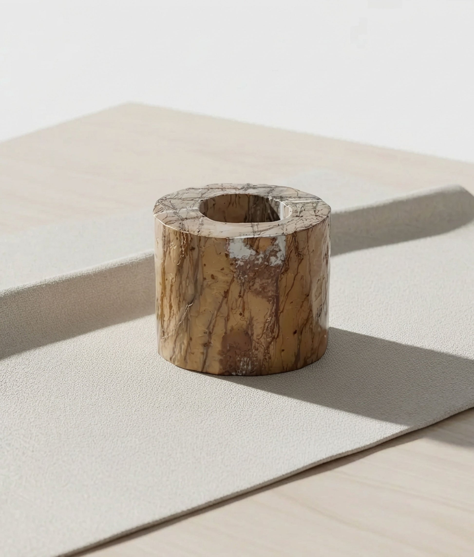 Brown Marble Candle Holder
