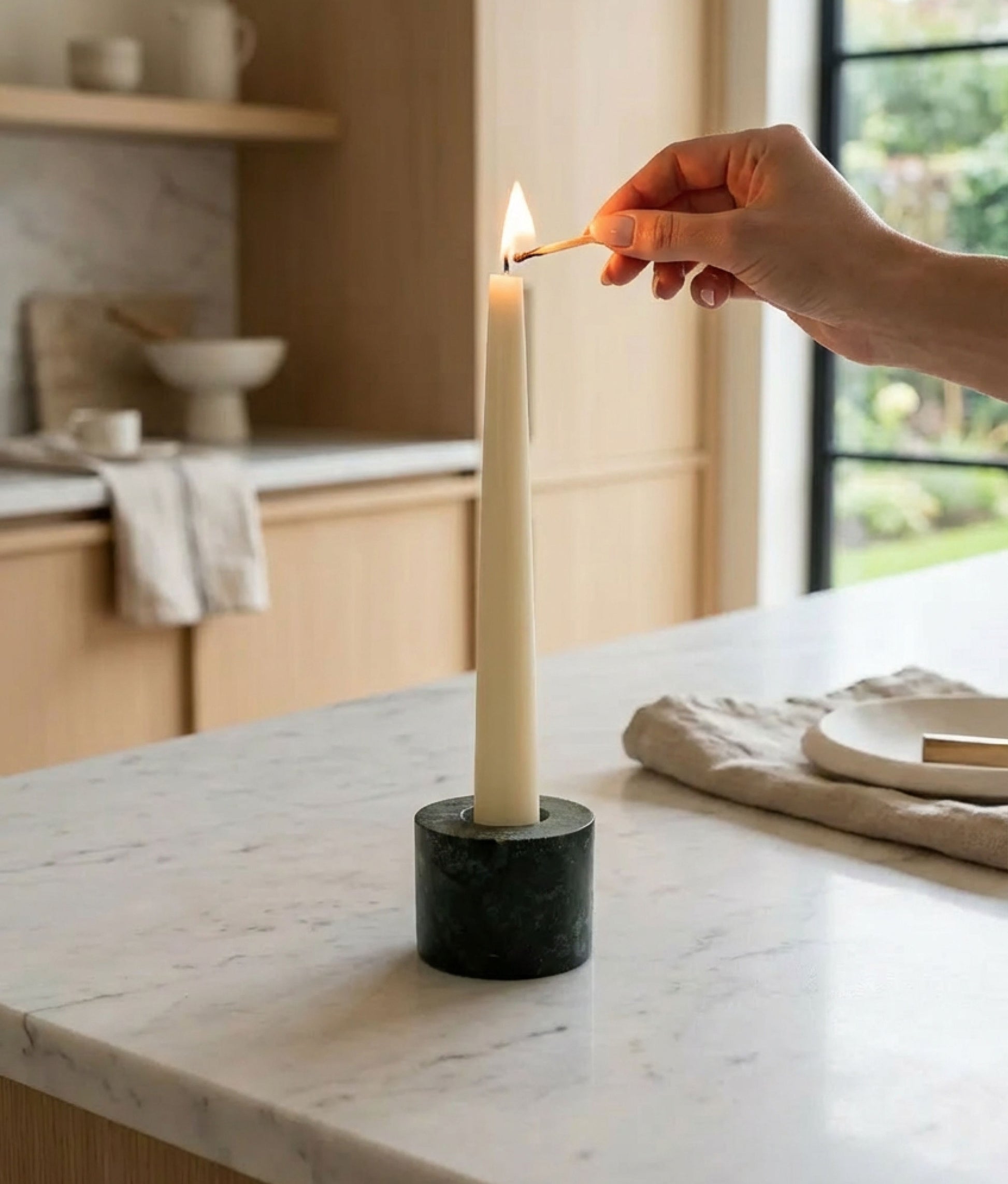 Green Marble Candle Holder