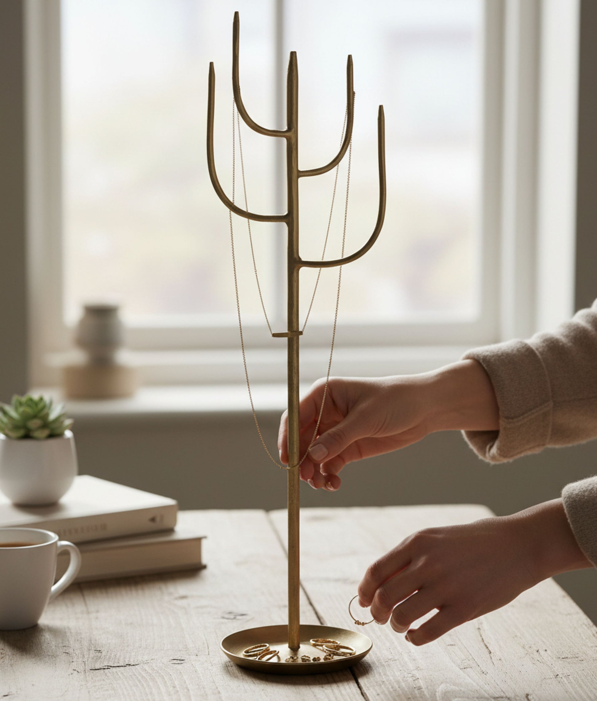 Matt Brass Hand Forged Jewellery Stand