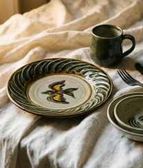 Midnight Swirl Bird Plate Blue