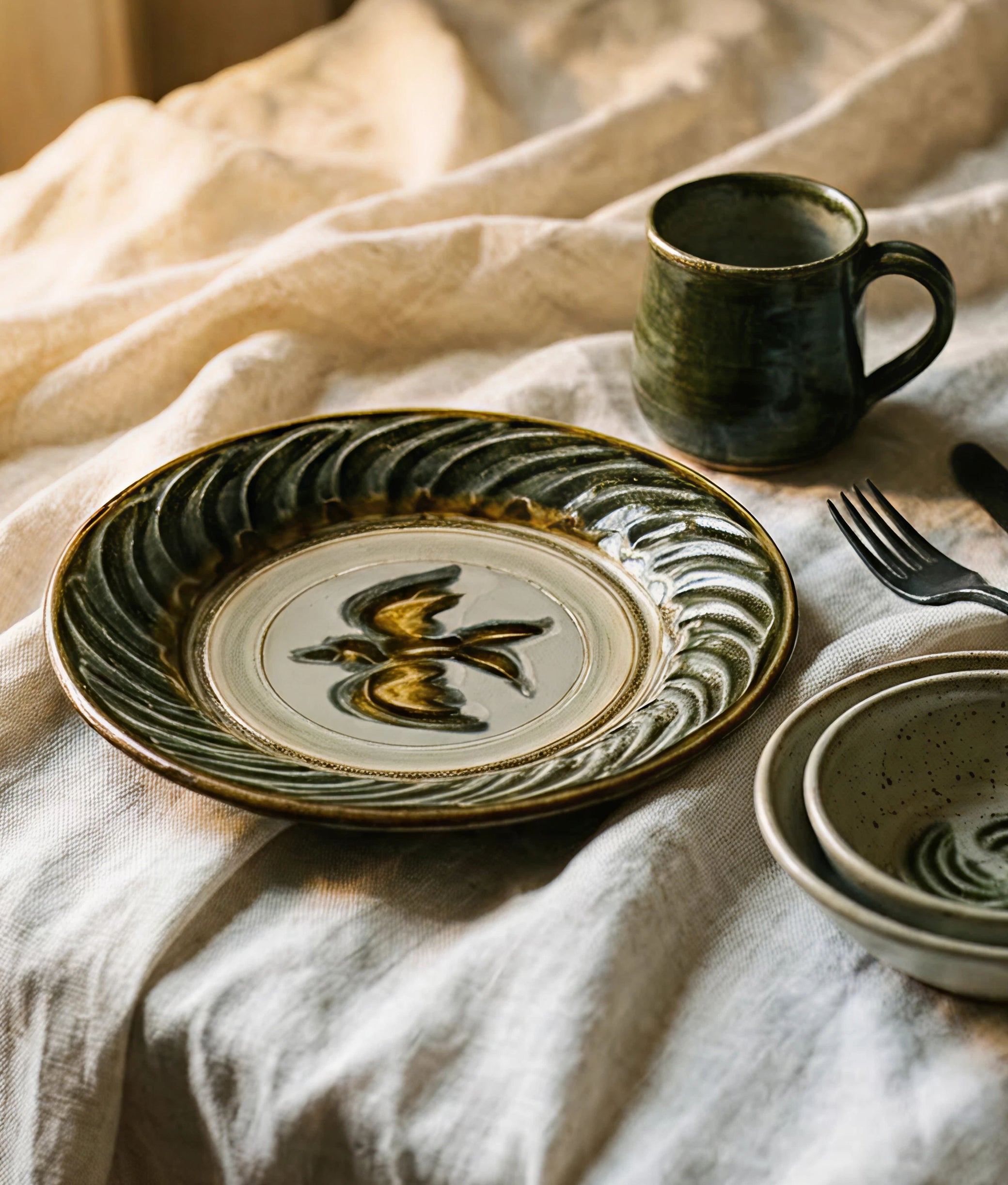 Midnight Swirl Bird Plate Blue