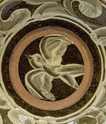 Midnight Swirl Bird Plate Brown