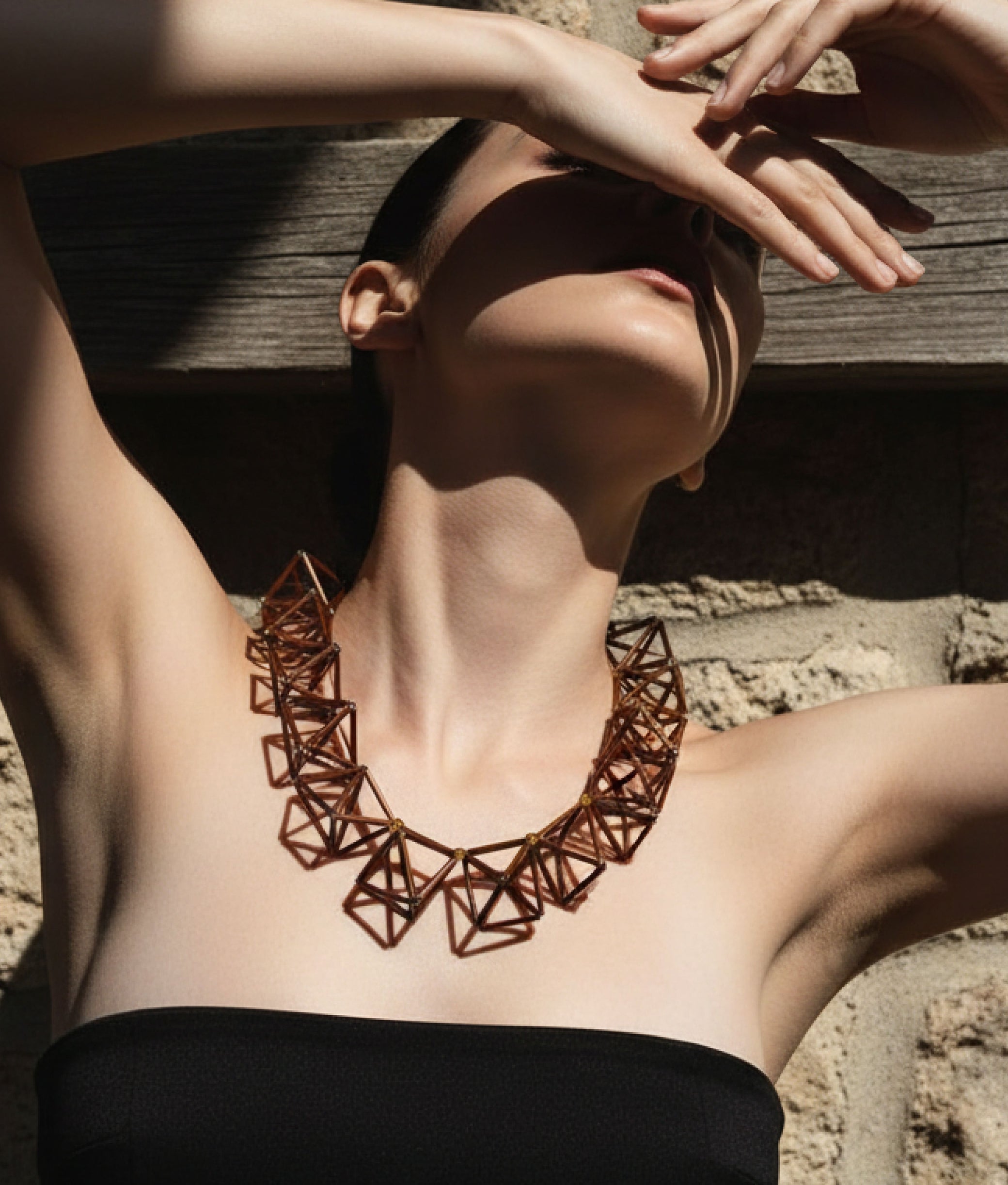 MINI DIAMONDS GLASS Bronze Necklace