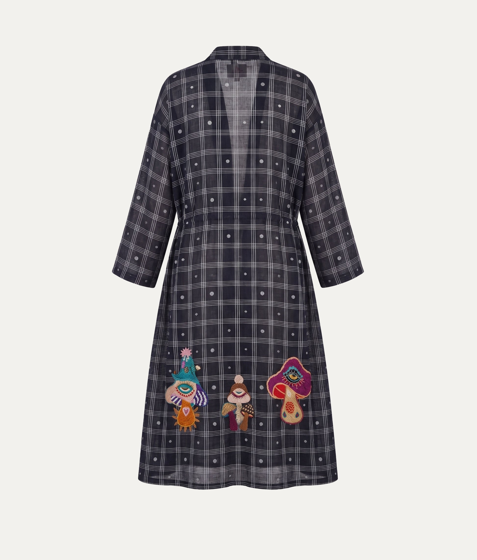 Mushroom Kimono Dress Black