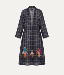 Mushroom Kimono Dress Black