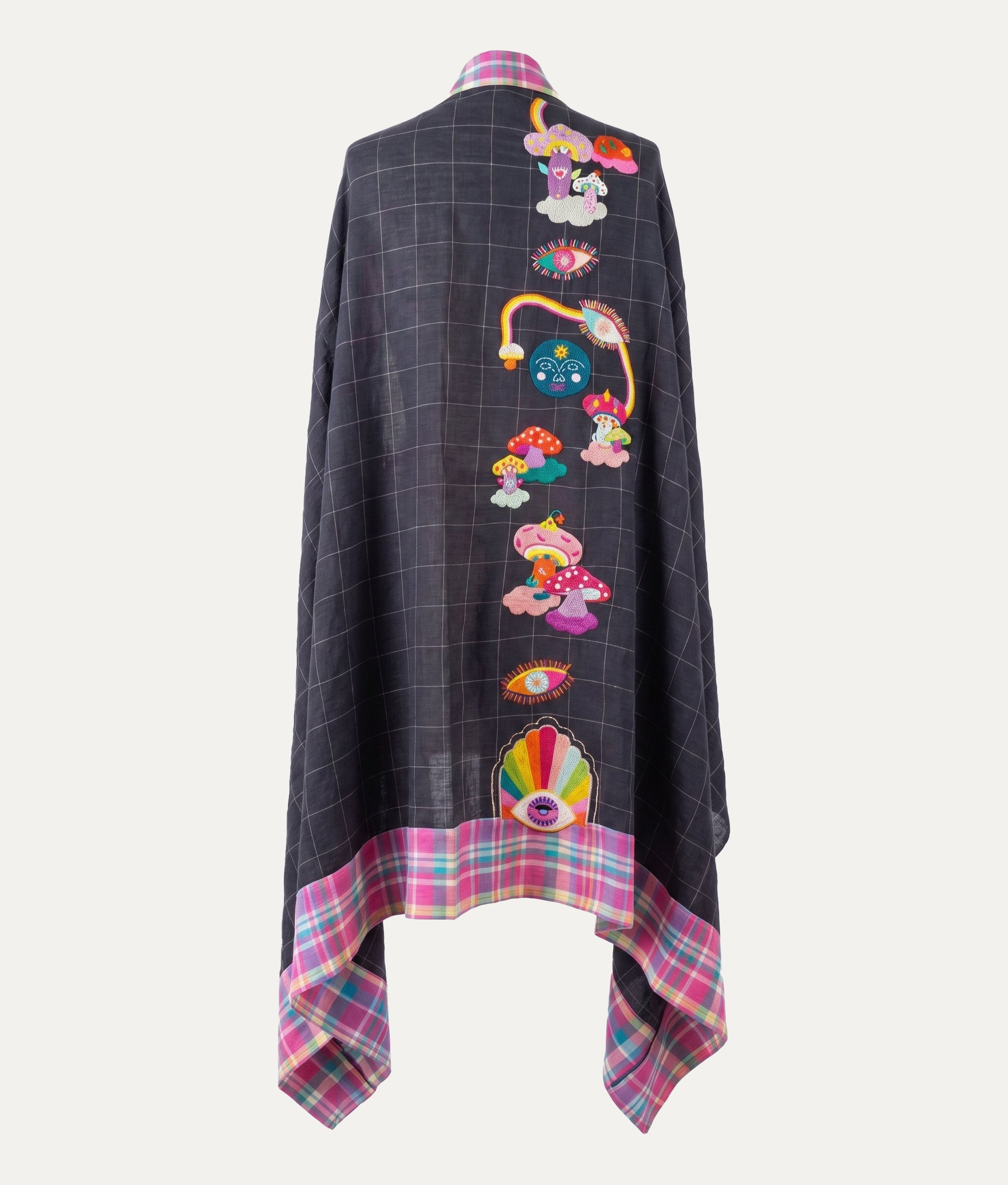 Mushroom Mania Pareo Black Skirt